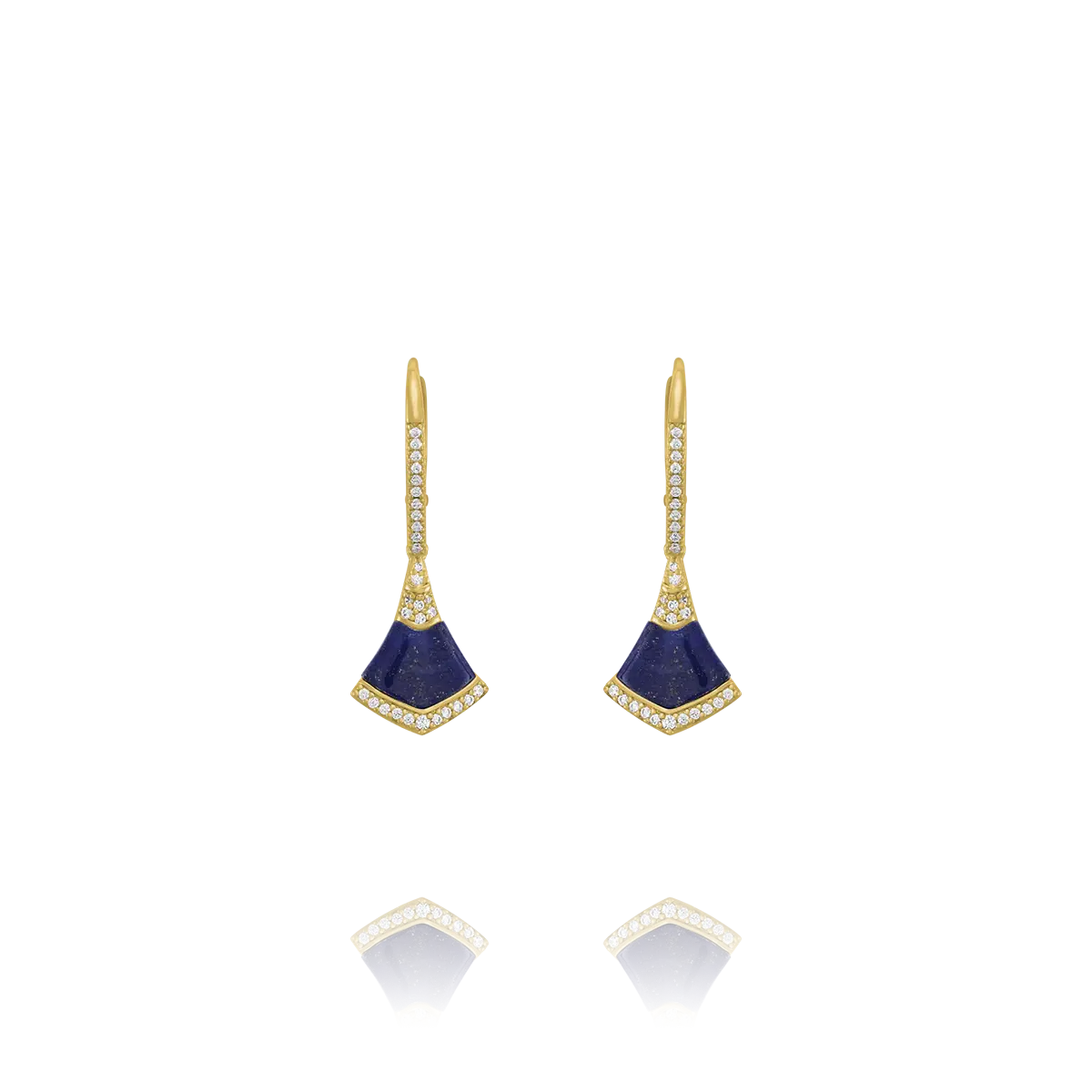Boucles D'oreilles Dormeuses En Lapis Lazuli Cabochon 25mm - Neuf Avec étiquettes, Bleu Profond