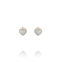 Boucles d’oreilles PASSION – Cœur-cadenas en Argent Doré et Nacre