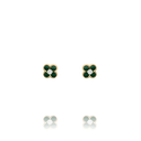 Boucles d'oreilles trèfle LÉGENDE en Argent Doré & Malachite
