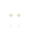 Boucles d'oreilles Fleurs Solitaires en Argent Doré & Zircons