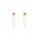 Boucles d'oreilles Fleur en Argent Doré & Oxyde de Zirconium