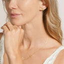 Boucles d'oreilles PASSION Fleurs en Argent Doré & Zircons porté
