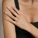 Bague PASSION Fleur Argent Doré & Oxyde de Zirconium porté